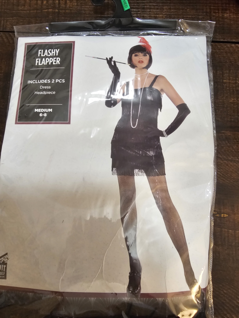 George Black Flapper Costume Dress with Red Feather Headpiece